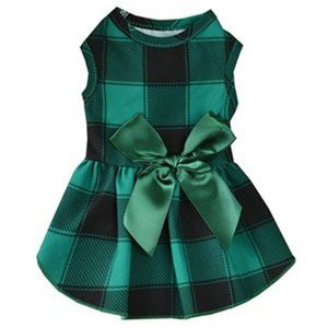 Plaid dress for dogs and cats, princess dress with bow